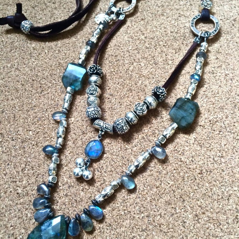 Labradorite and Silver Layered Necklace